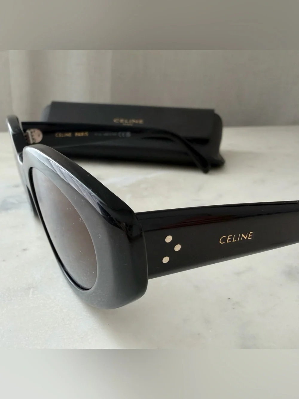 Celine Black Cat-Eye Sunglasses with Brown Lenses